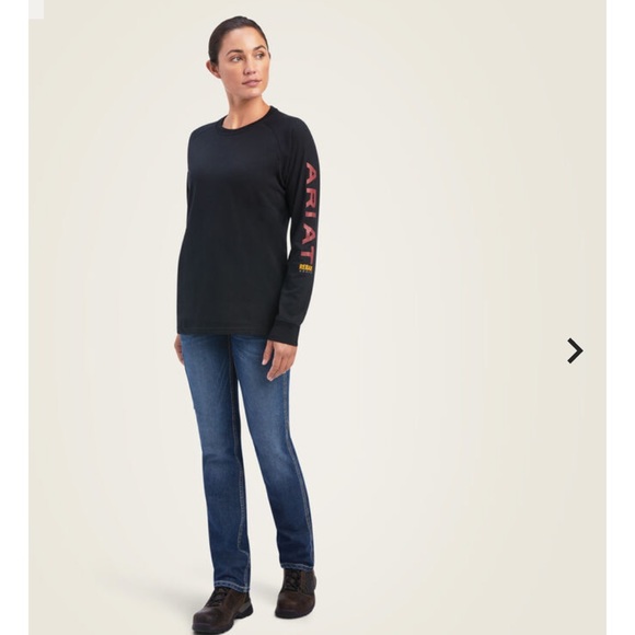 Ariat Womens Long Sleeve Tee Rebar Cotton Strong Logo Graphic - Picture 6 of 7